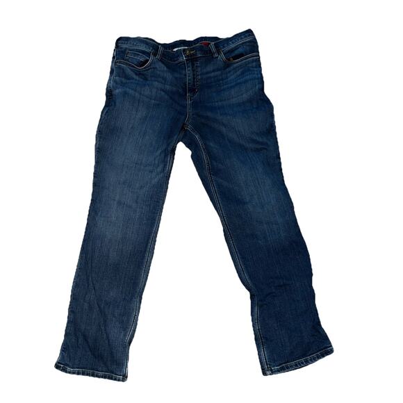 Duluth Trading Flannel Lined Jeans womens 14 x 29 Blue Denim daily straight leg - Picture 1 of 4